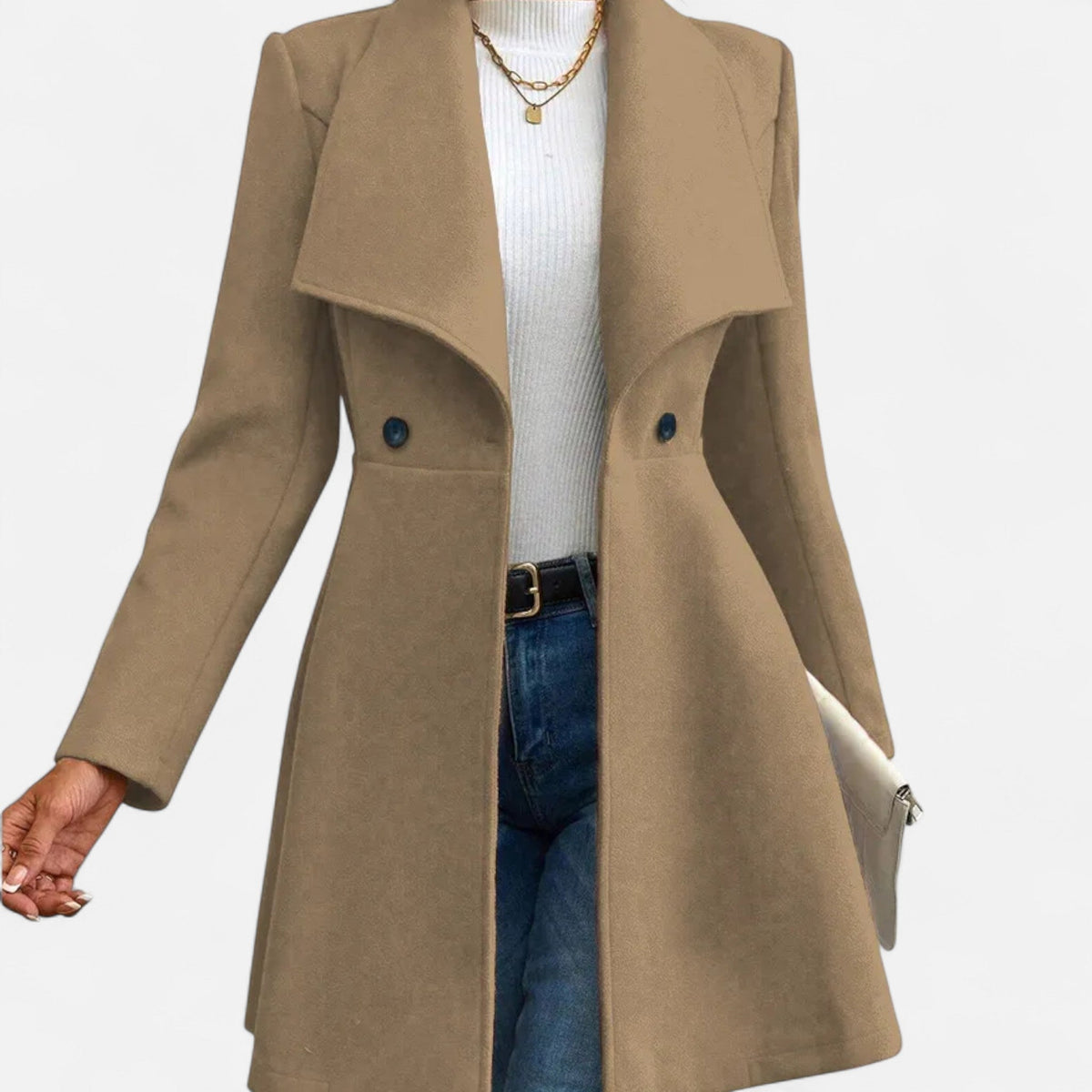 Vera | Women's Tailored Wool Coat - Notch Lapel Button Front