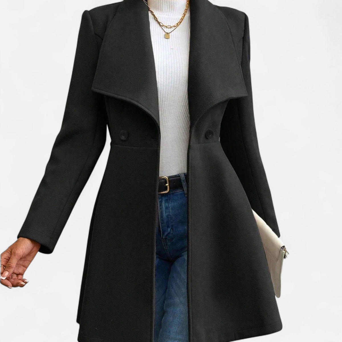 Vera | Women's Tailored Wool Coat - Notch Lapel Button Front