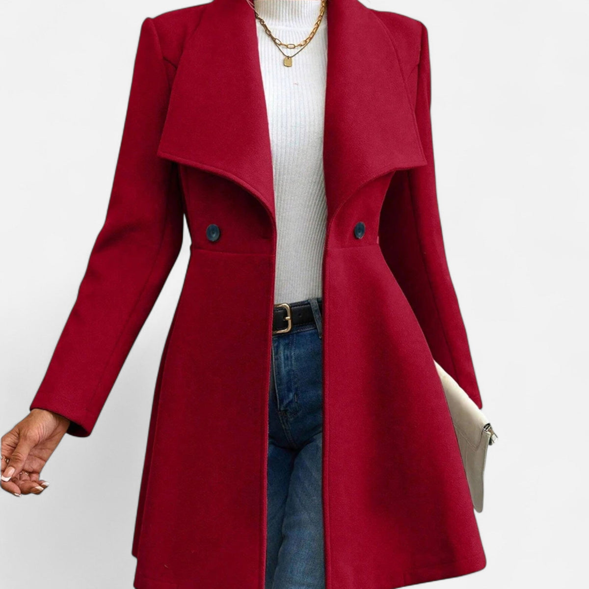 Vera | Women's Tailored Wool Coat - Notch Lapel Button Front