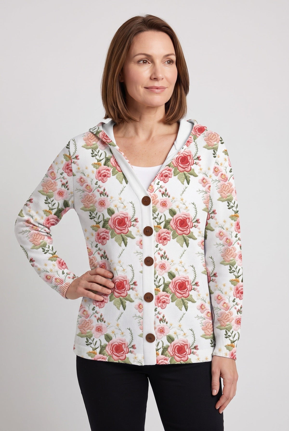 Women's Cardigan | Hooded Button-Front Longline