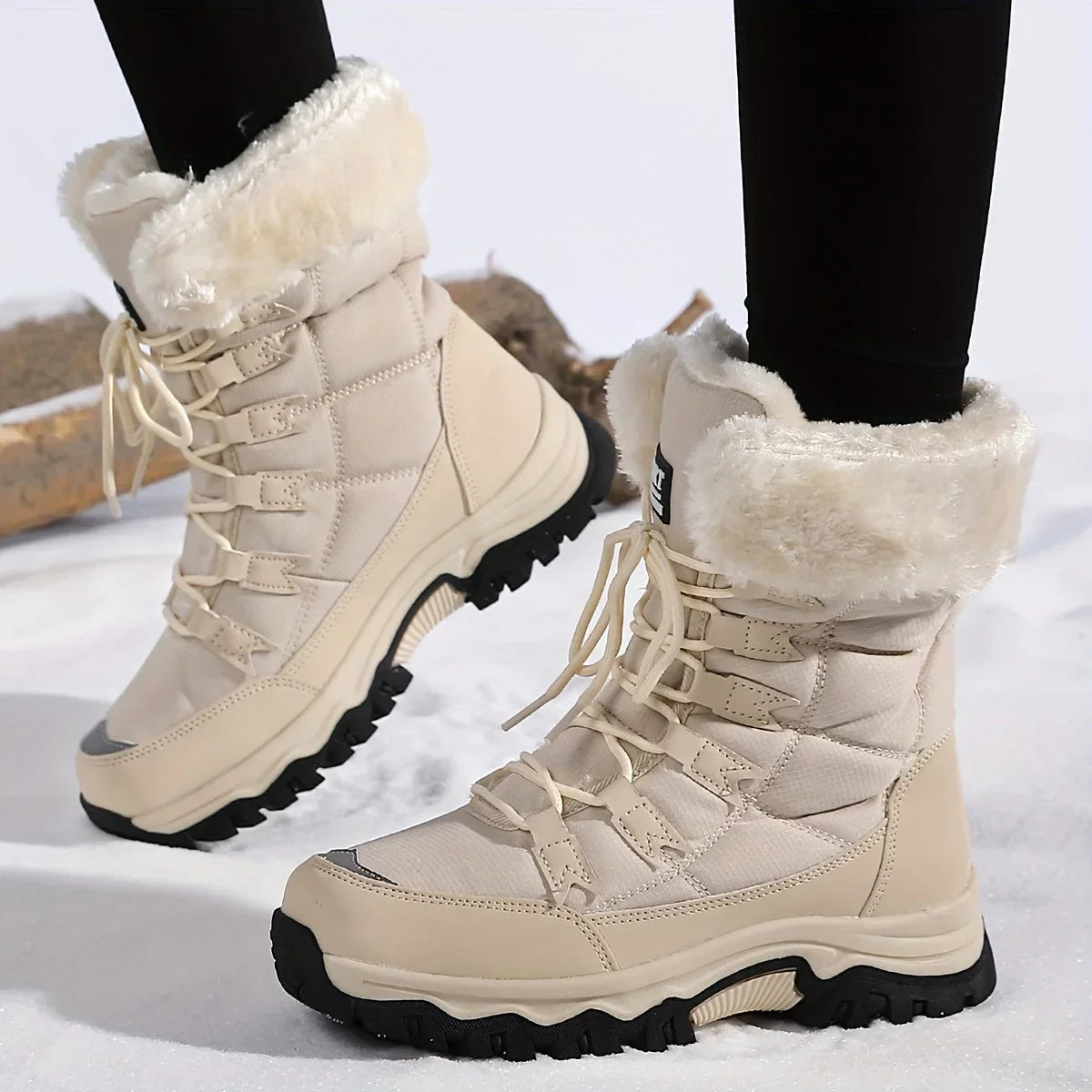 Wren | Women's Faux Fur Winter Boots - Insulated Snow Lace-Up Closure