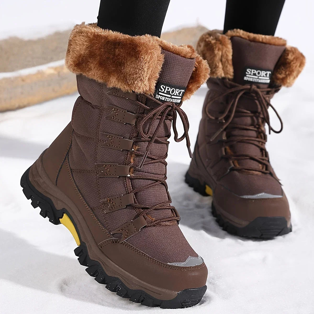 Wren | Women's Faux Fur Winter Boots - Insulated Snow Lace-Up Closure