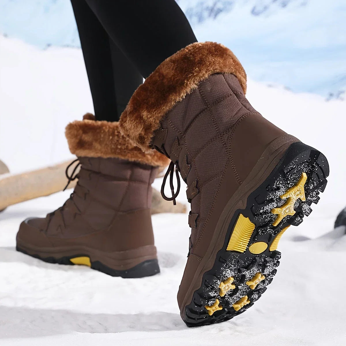Wren | Women's Faux Fur Winter Boots - Insulated Snow Lace-Up Closure
