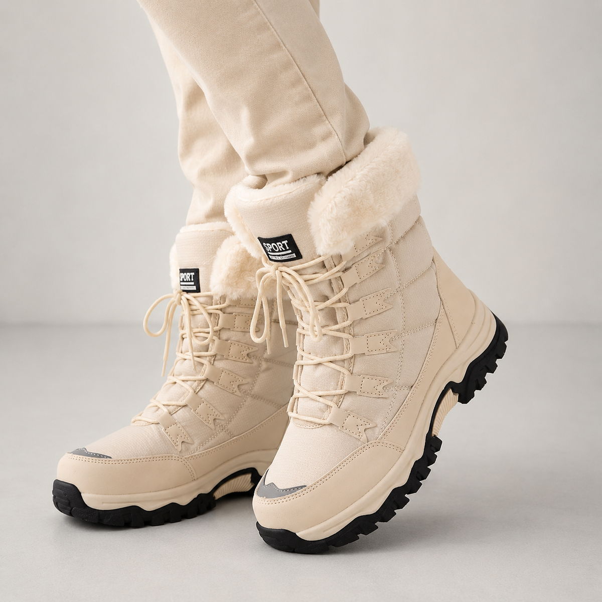 Wren | Women's Faux Fur Winter Boots - Insulated Snow Lace-Up Closure