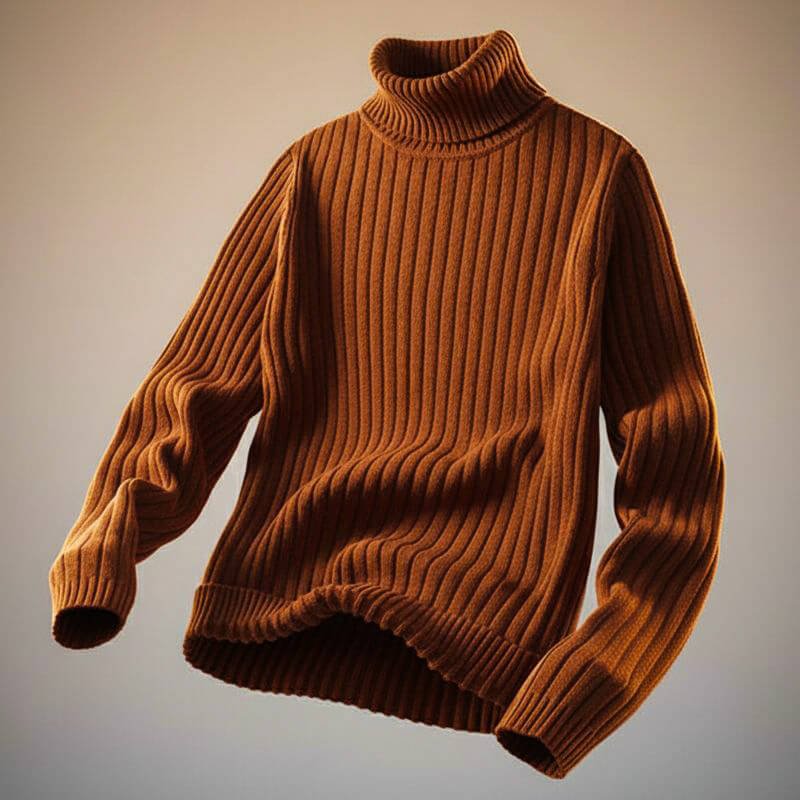 Paul | Men's Wool Turtleneck Sweater - Ribbed Stretch Knit Pullover
