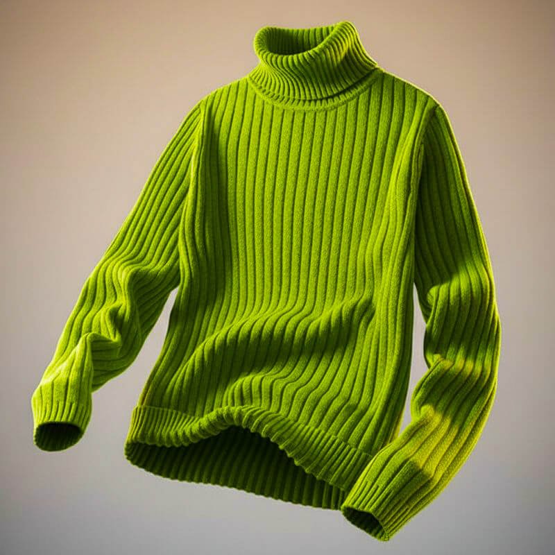 Paul | Men's Wool Turtleneck Sweater - Ribbed Stretch Knit Pullover