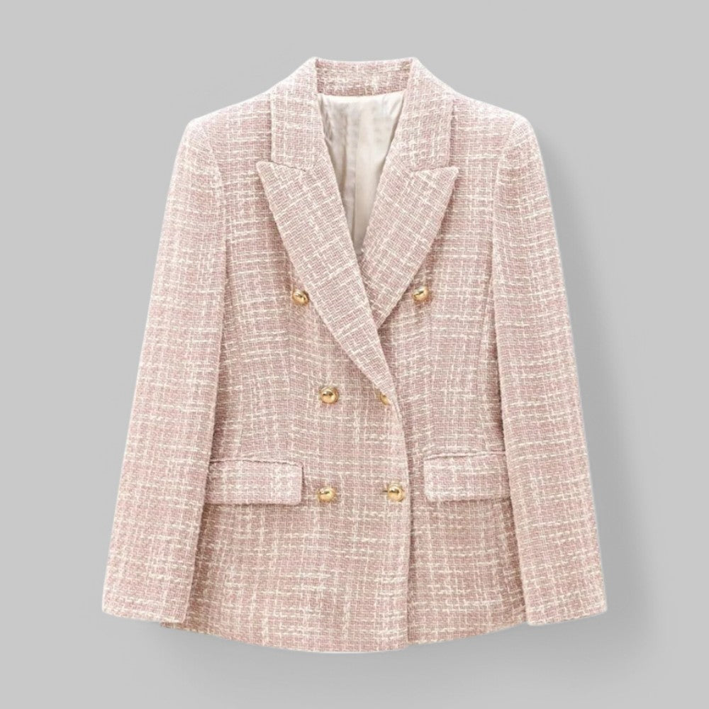 Anneliese Women's Tweed Double-Breasted Blazer - Pink/Beige