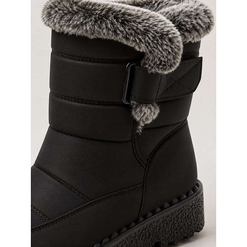 Petra | Women's Fur-Trimmed Winter Boots - Snow Side Fastening