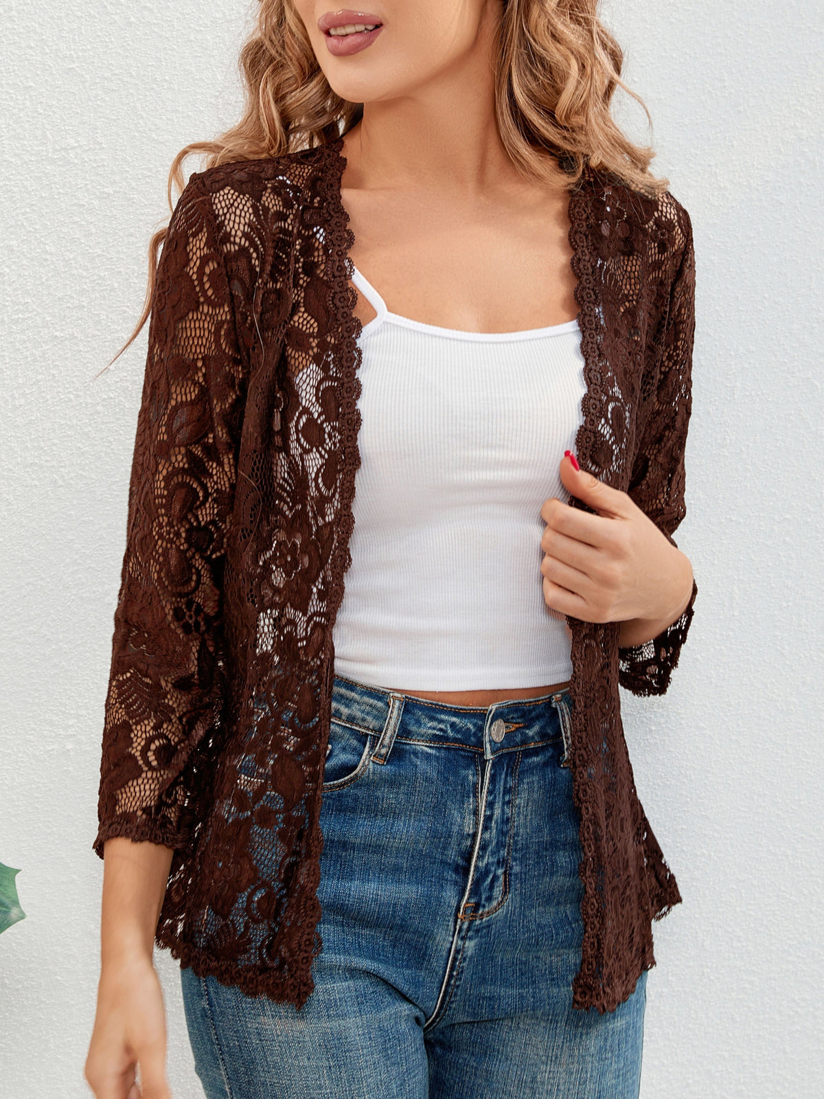 Cassandra | Women's Open-Front Cardigan - Openwork Relaxed Drape