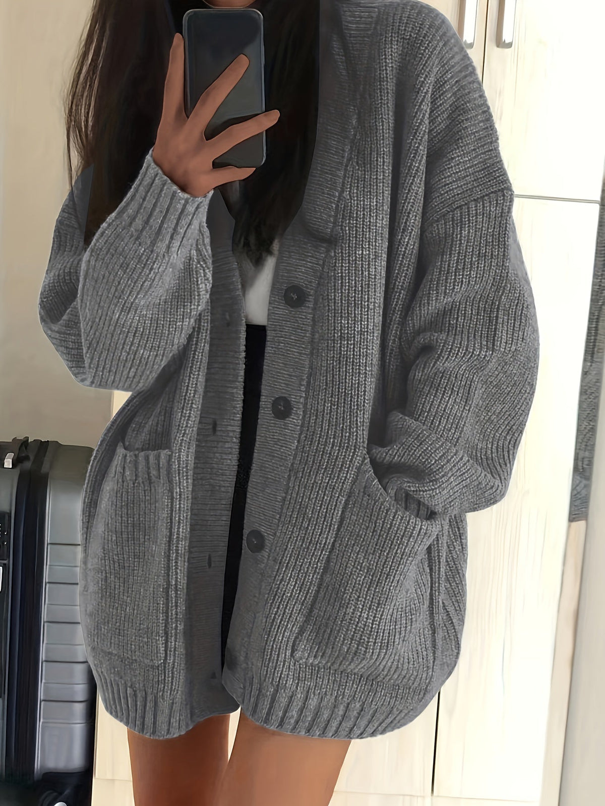 Maisie | Women's Chunky Knit Cardigan - Button Front Ribbed