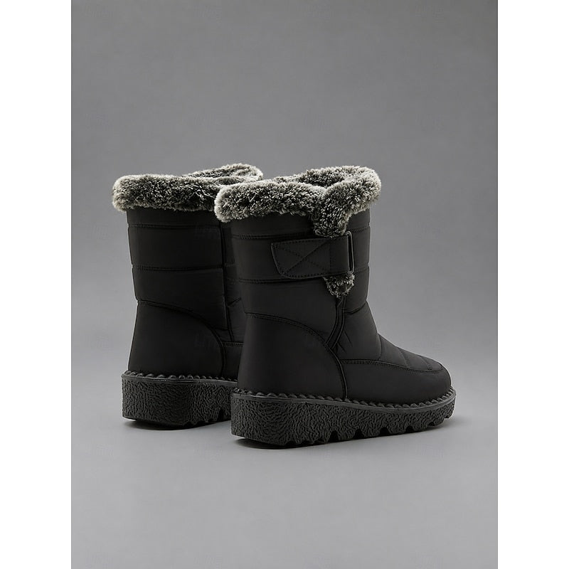 Petra | Women's Fur-Trimmed Winter Boots - Snow Side Fastening