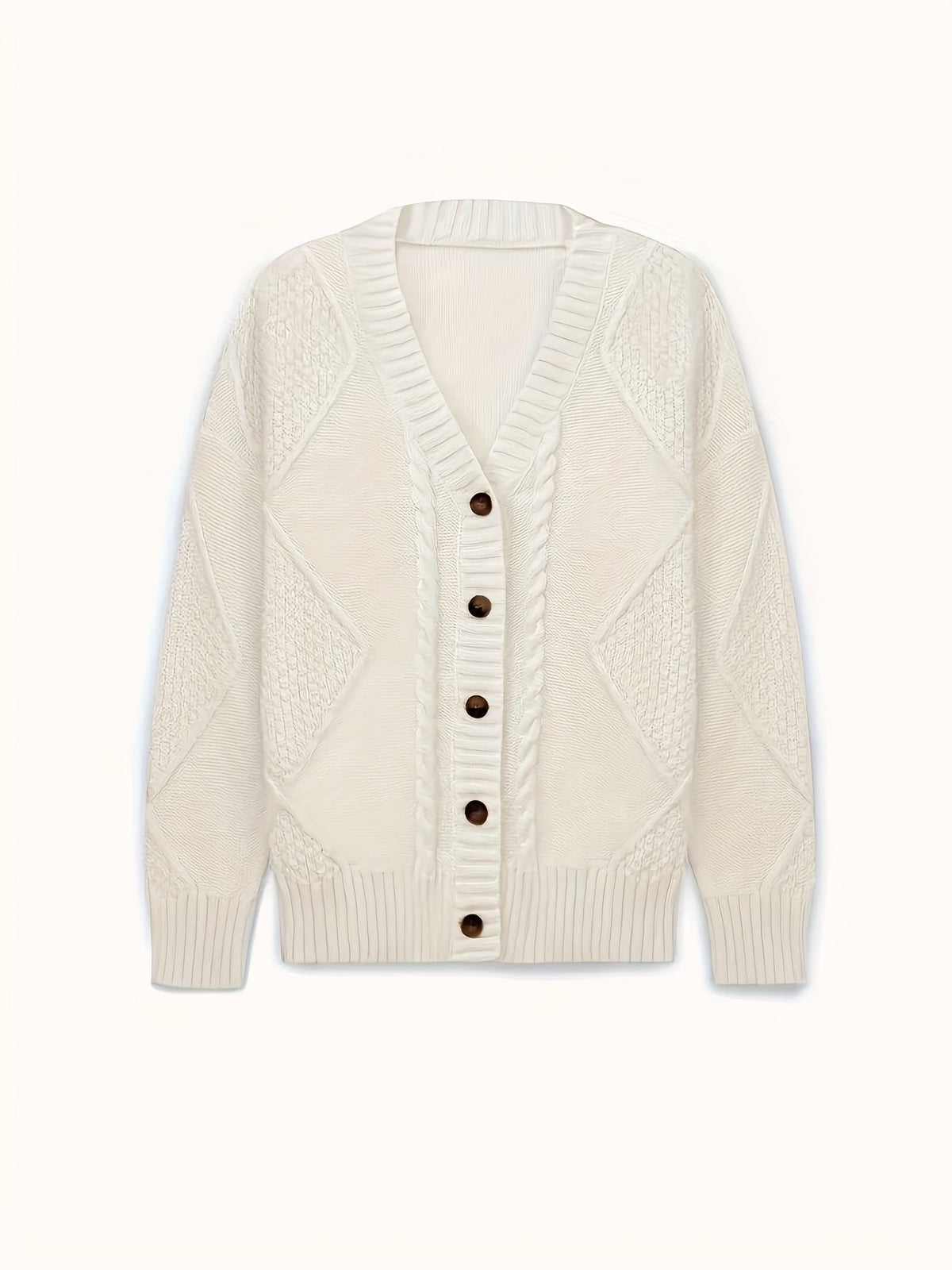 Lucinda | Women's Cable Knit Cardigan - Button Front Roomy Fit