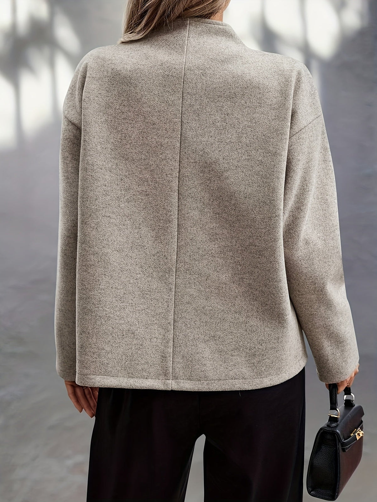 Nira | Women's Cropped Wool Peacoat - Stand Collar Double Breasted Coat