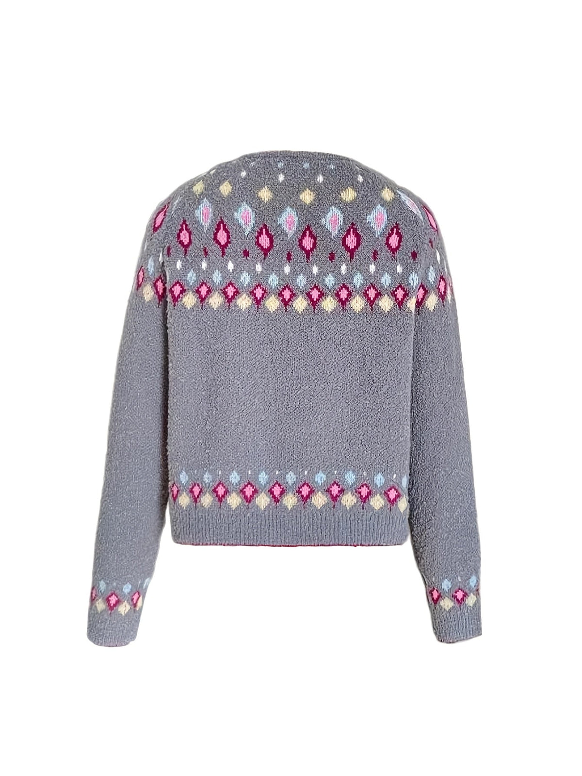 Esme | Women's Nordic Patterned Cardigan - Button Front V-Neck