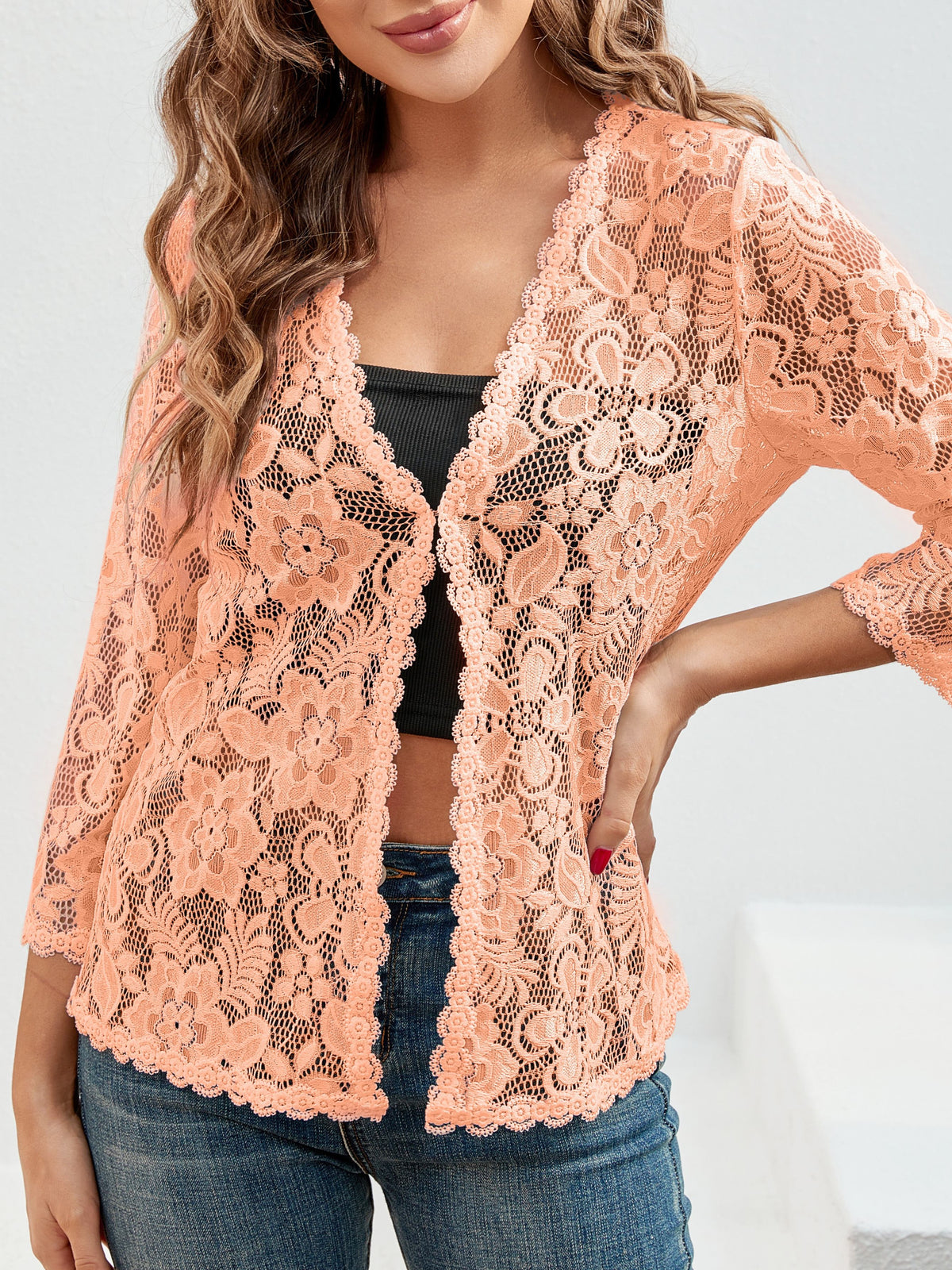 Cassandra | Women's Open-Front Cardigan - Openwork Relaxed Drape