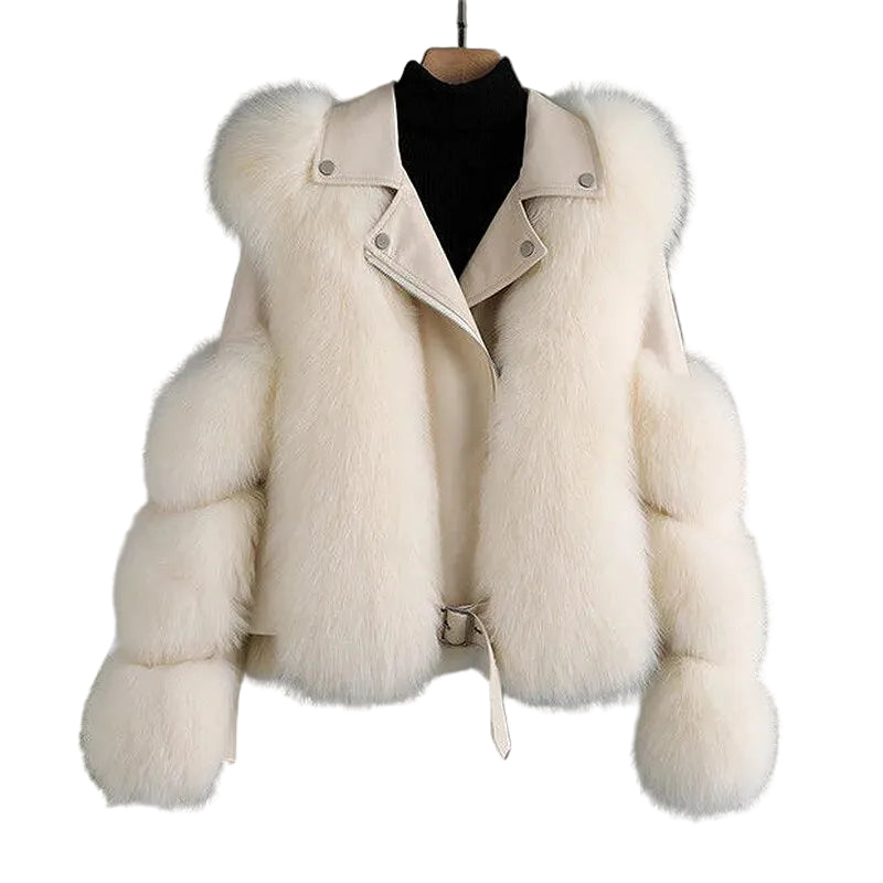 Daphne Women's Faux Leather Jacket - Cream