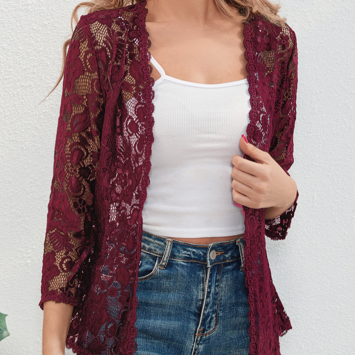Cassandra | Women's Open-Front Cardigan - Openwork Relaxed Drape