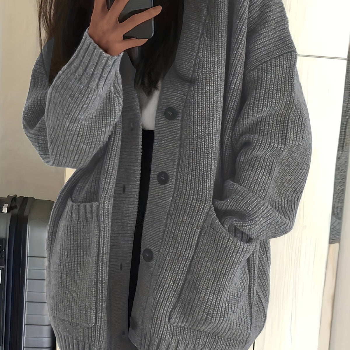 Maisie | Women's Chunky Knit Cardigan - Button Front Ribbed