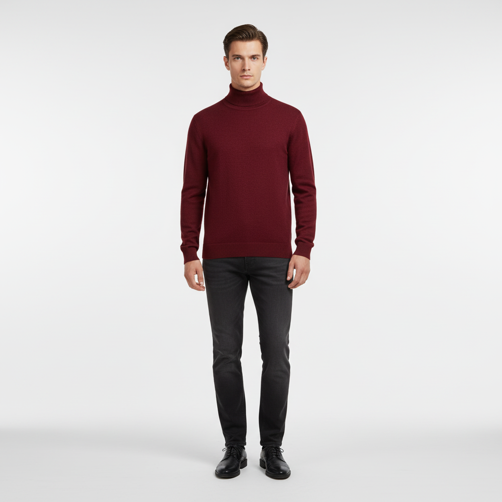 Kevin | Men's Cashmere Turtleneck Sweater - Regular Fit Long Sleeve Pullover