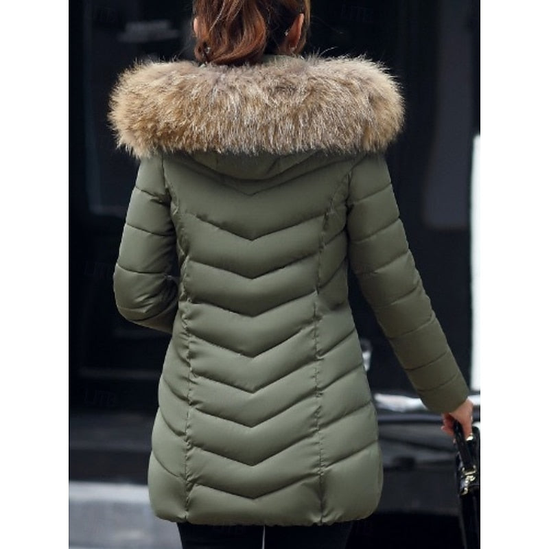 Gwendolyn | Women's Hooded Quilted Parka - Zip Front Slim Fit