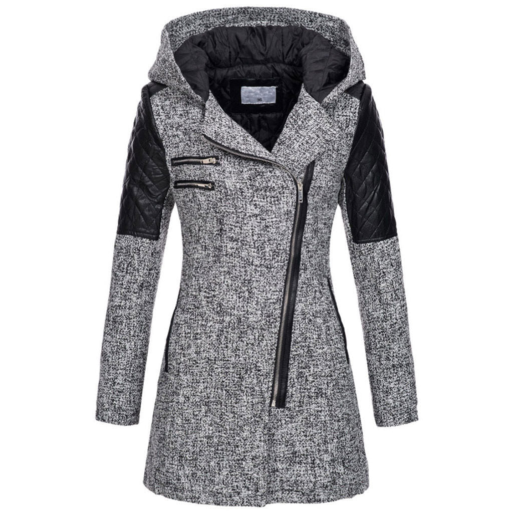 Kendra | Women's Winter Jacket with Hood and Asymmetric Zip