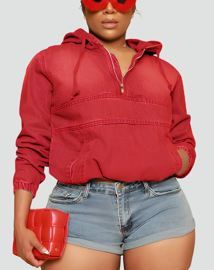 Fleur Women's Cropped Hoodie - Red