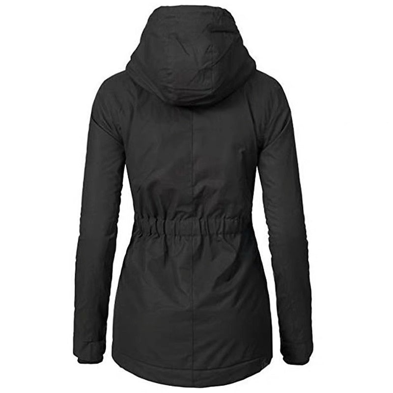Rowena | Women's Hooded Parka - Tailored Zip Front Pockets