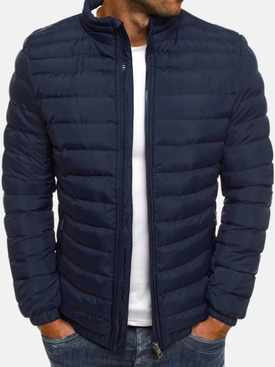 Seth | Men's Quilted Winter Puffer Jacket - Stand Collar Elastic Cuffs