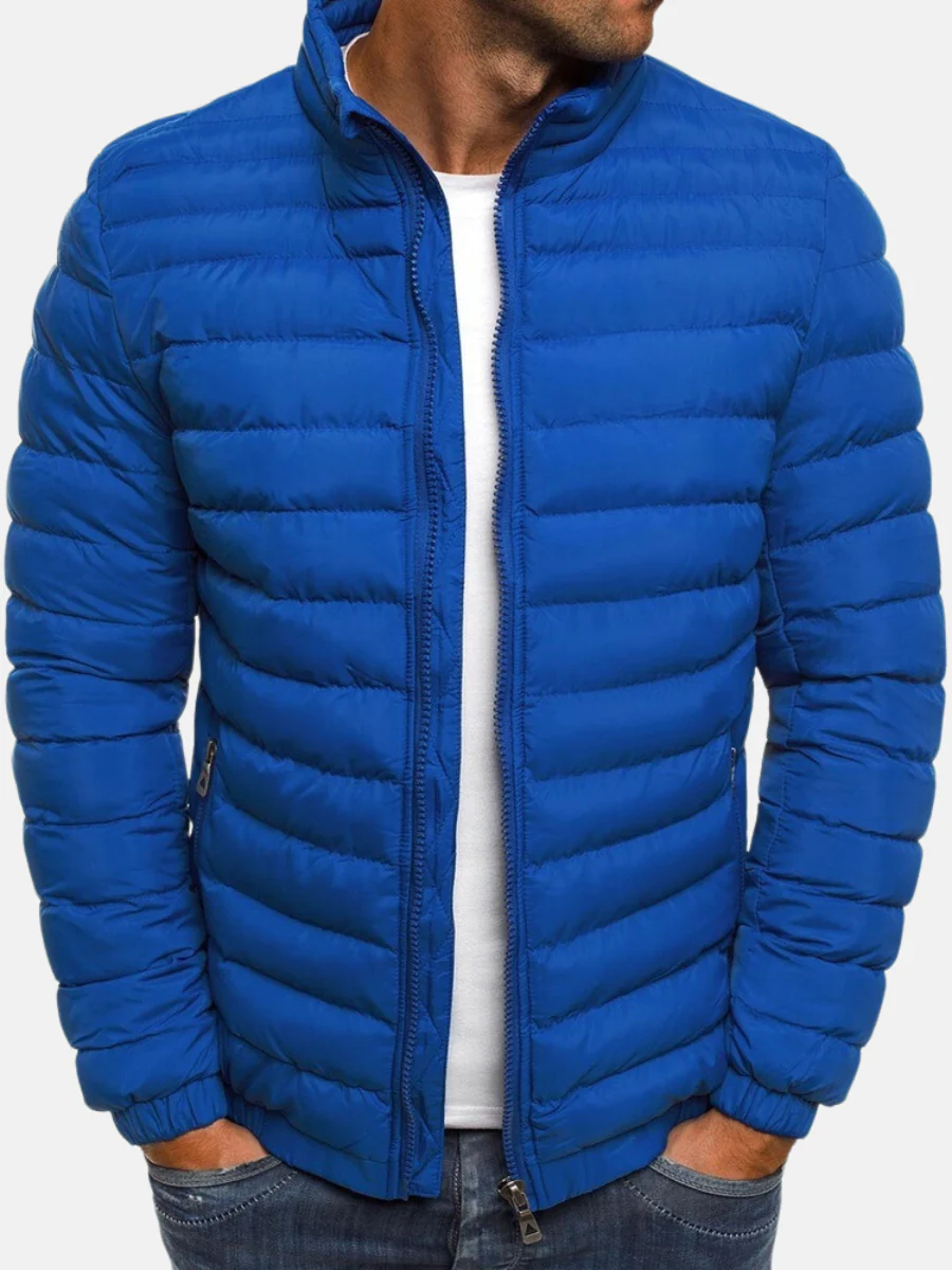 Seth | Men's Quilted Winter Puffer Jacket - Stand Collar Elastic Cuffs