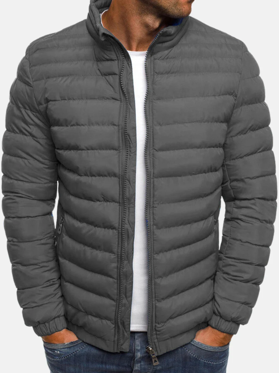 Seth | Men's Quilted Winter Puffer Jacket - Stand Collar Elastic Cuffs