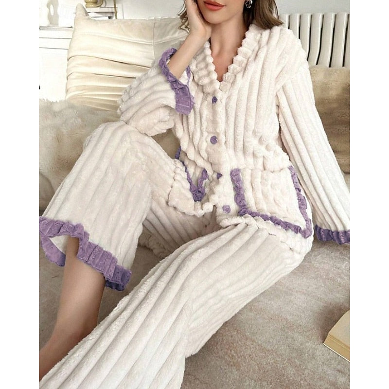 Winifred | Women's Cosy Loungewear Set with Ruffle Trim