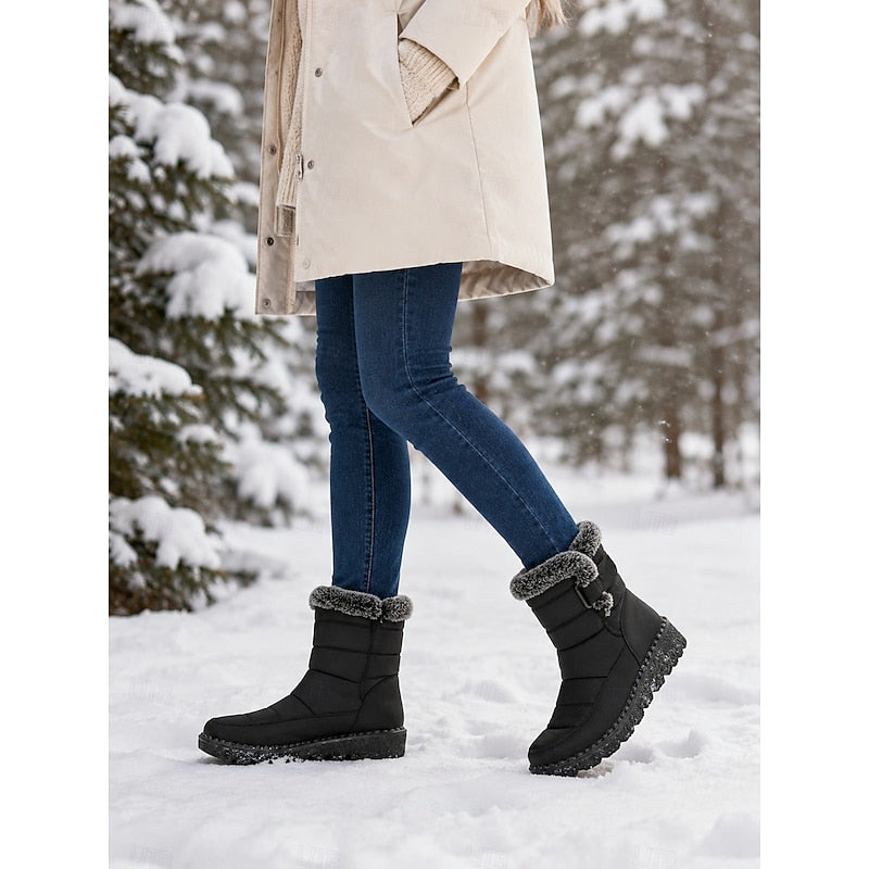 Petra | Women's Fur-Trimmed Winter Boots - Snow Side Fastening