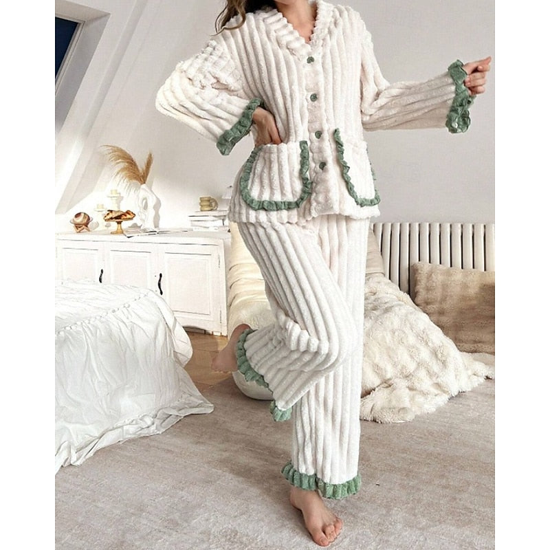 Winifred | Women's Cosy Loungewear Set with Ruffle Trim