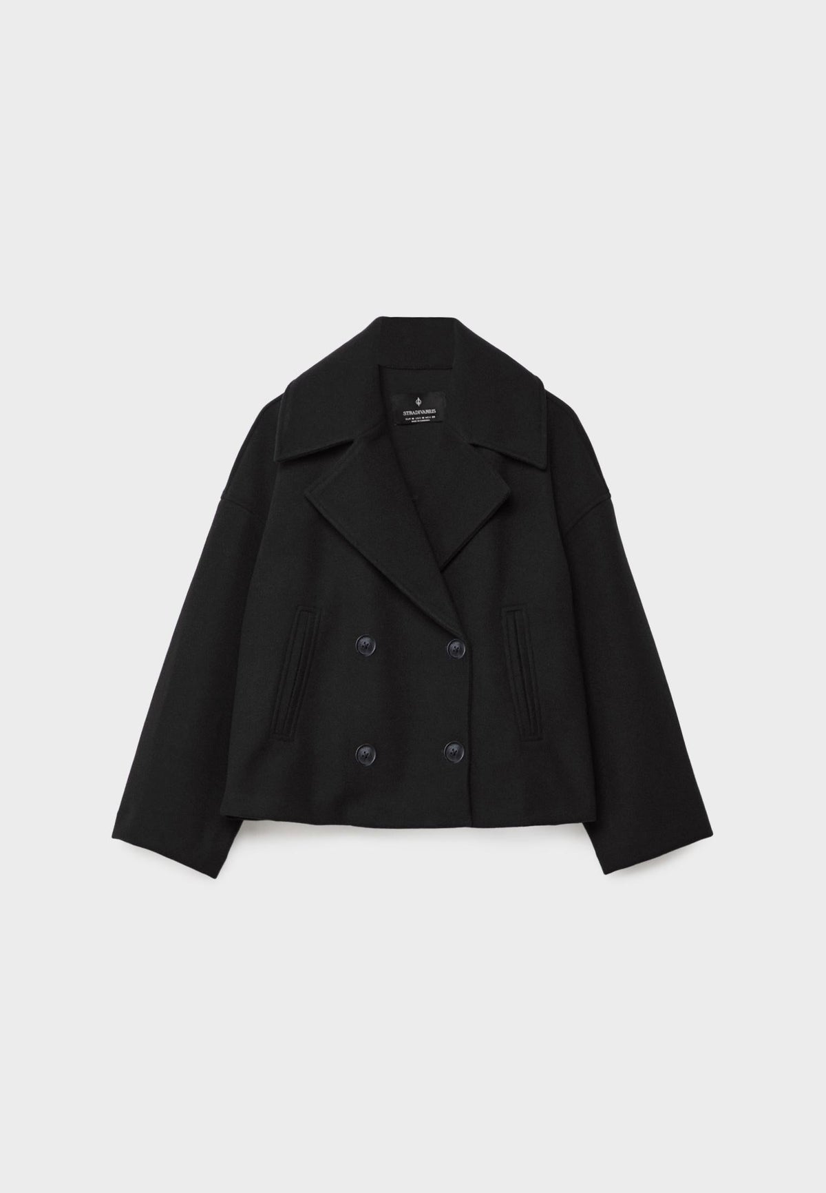Orla | Women's Cropped Wool Peacoat Jacket - Notch Lapel Double Breasted