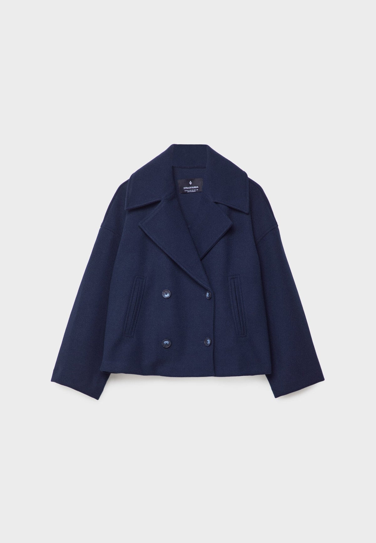 Orla | Women's Cropped Wool Peacoat Jacket - Notch Lapel Double Breasted