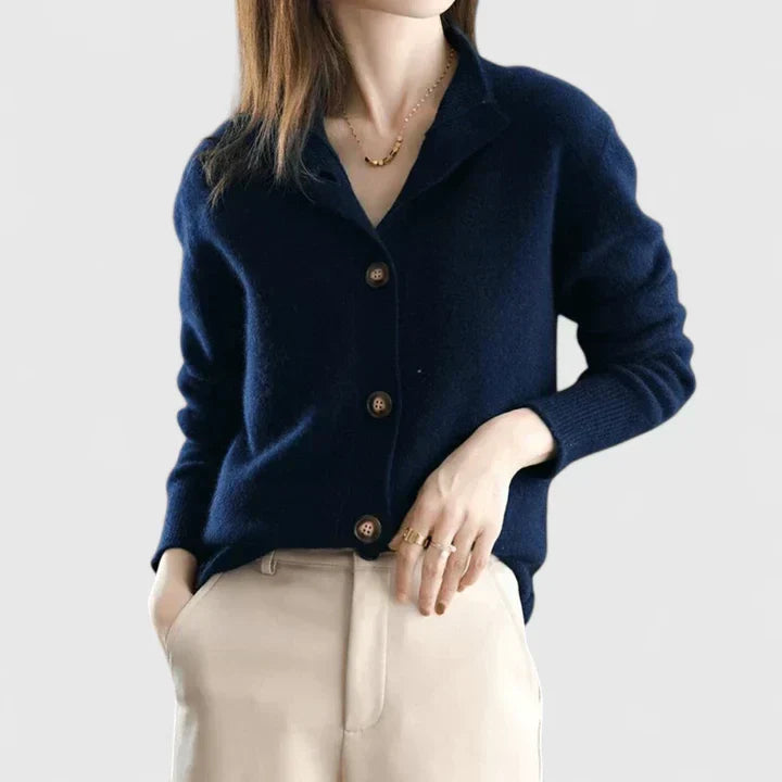 Adele | Women's Collared Cardigan - Refined Button Front