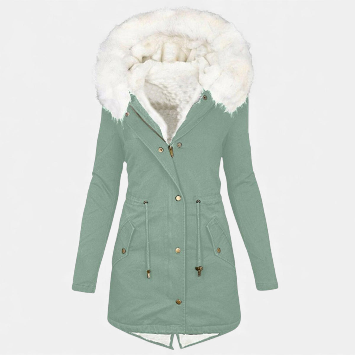 Jenna | Women's Winter Jacket with Faux Fur Hood and Drawstring Waist