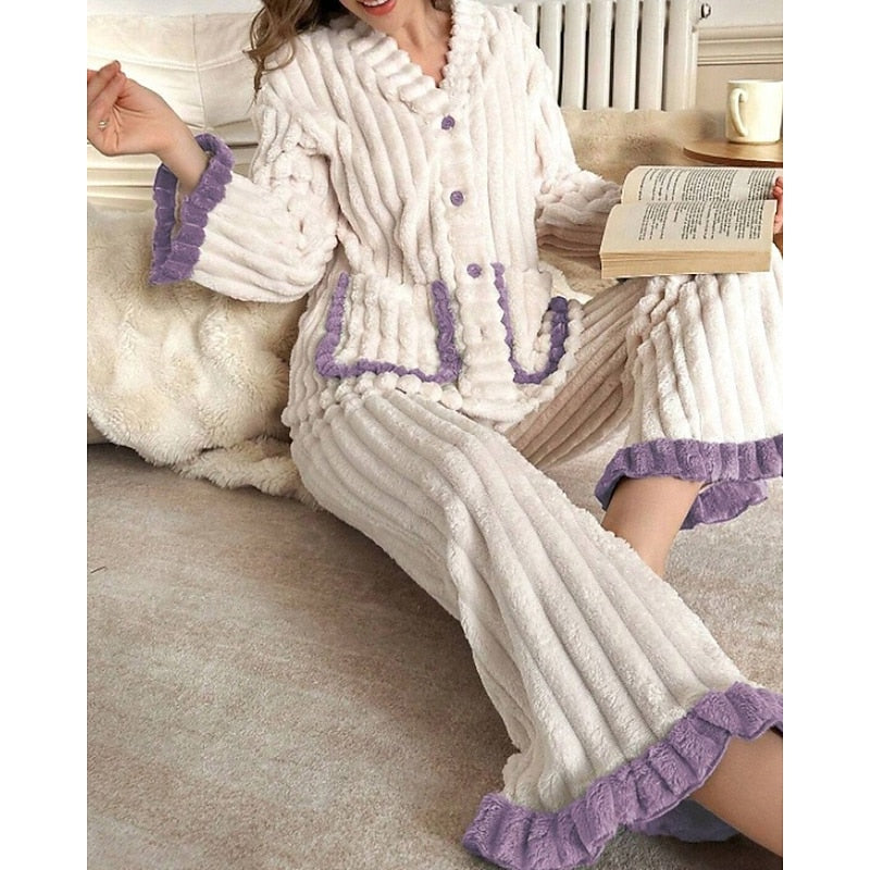 Winifred | Women's Cosy Loungewear Set with Ruffle Trim