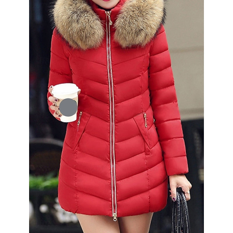 Gwendolyn | Women's Hooded Quilted Parka - Zip Front Slim Fit