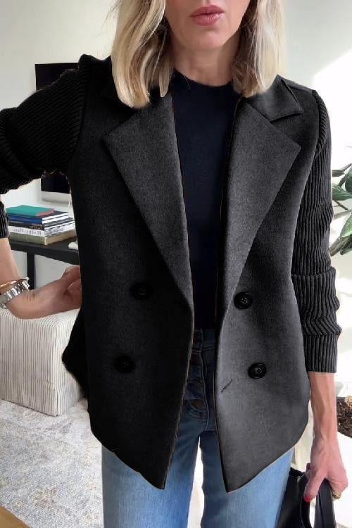 Johanna Women's Knit Double-Breasted Blazer - Black