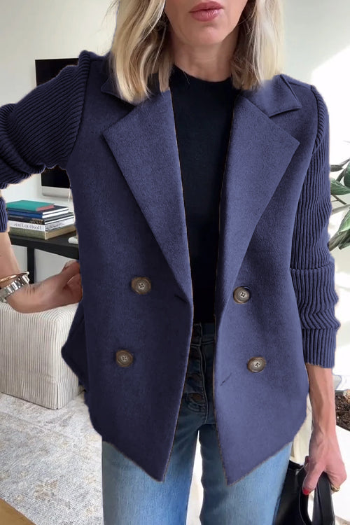 Johanna Women's Knit Double-Breasted Blazer - Blue