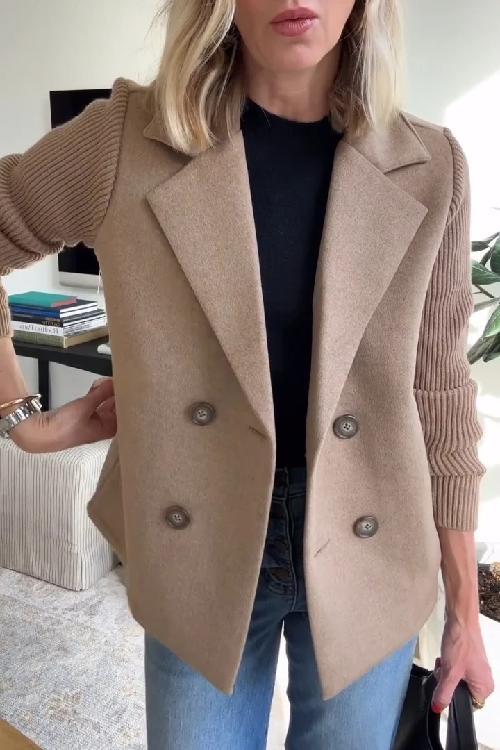Johanna Women's Knit Double-Breasted Blazer - Brown