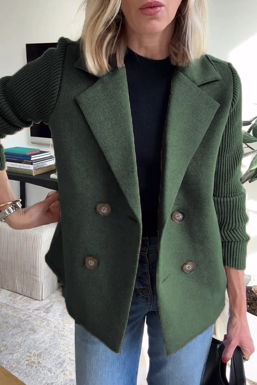 Johanna Women's Knit Double-Breasted Blazer - Green