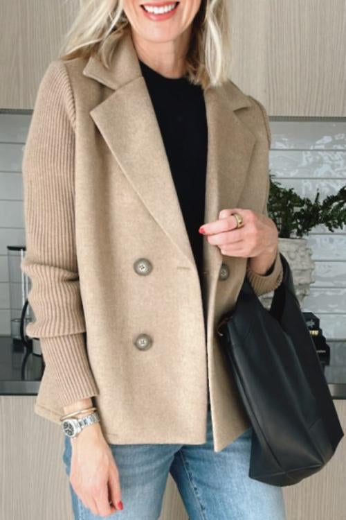 Johanna Women's Knit Double-Breasted Blazer - Khaki