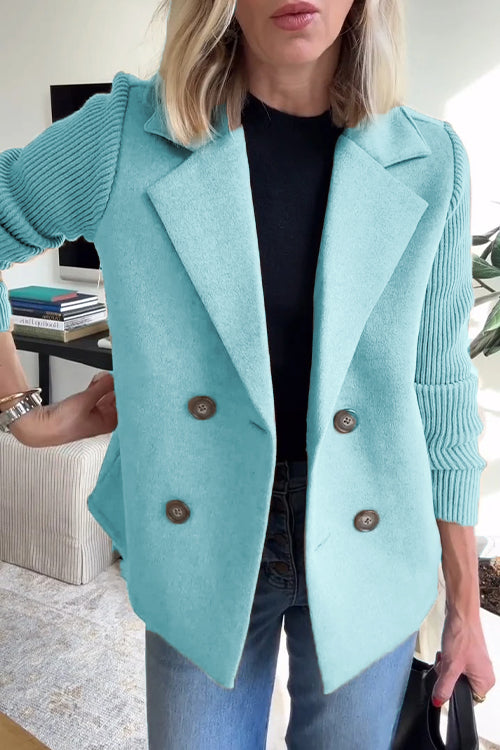Johanna Women's Knit Double-Breasted Blazer - Light Blue
