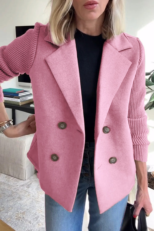 Johanna Women's Knit Double-Breasted Blazer - Pink