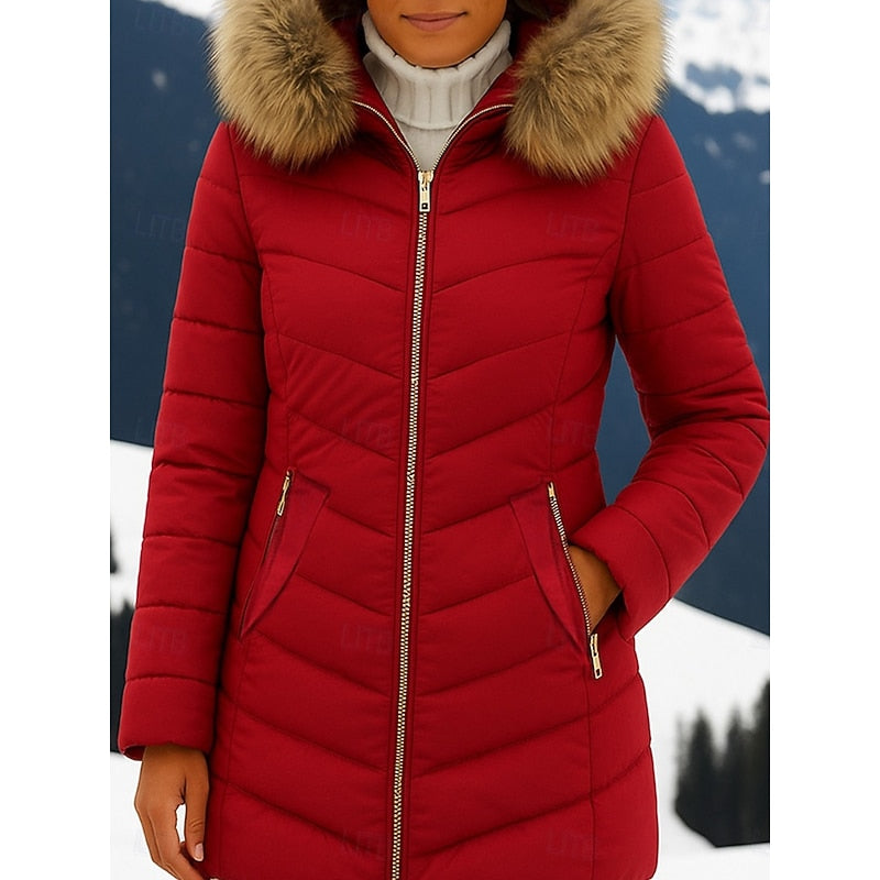 Gwendolyn | Women's Hooded Quilted Parka - Zip Front Slim Fit