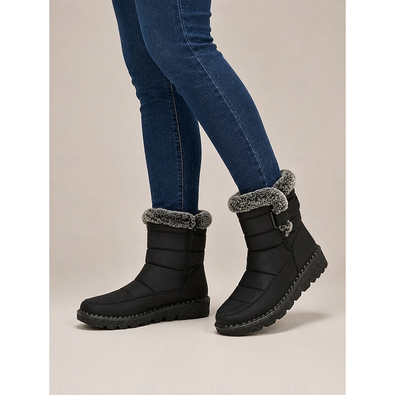 Petra | Women's Fur-Trimmed Winter Boots - Snow Side Fastening