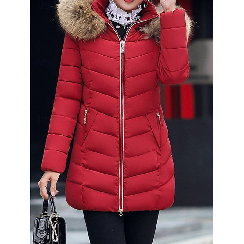 Gwendolyn | Women's Hooded Quilted Parka - Zip Front Slim Fit