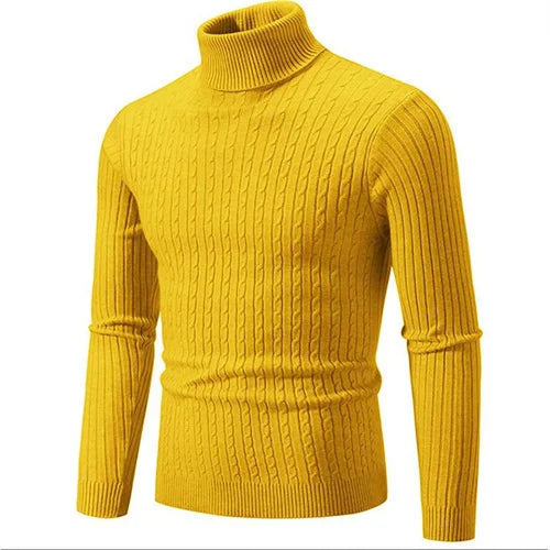 Brad | Men's Knit Turtleneck Sweater - Ribbed Tailored Fit Long Sleeve